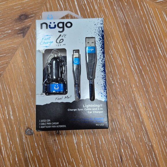 Nügo Charge Sync Cable & 2.1A Car Charger 6 Ft 1.83m Fast Charge - Picture 1 of 3